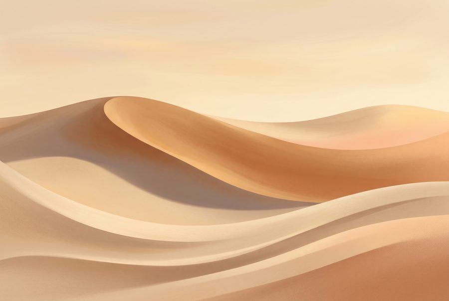 Abstract sand dune curves in warm beige and caramel, minimal background