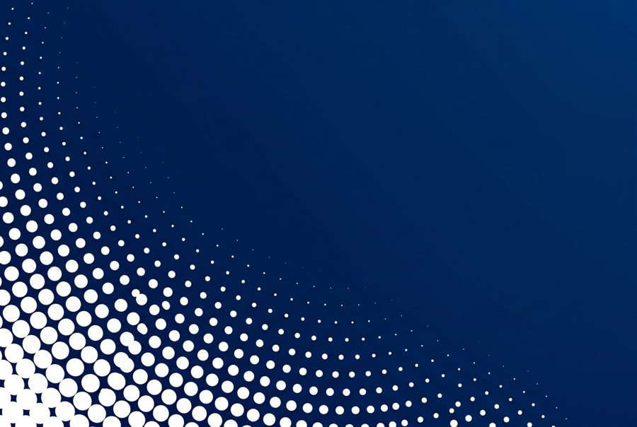 Navy blue background with white halftone dot gradient, modern corporate abstract