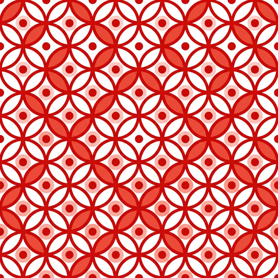 Seamless Japanese shippo interlocking circles pattern in red and white