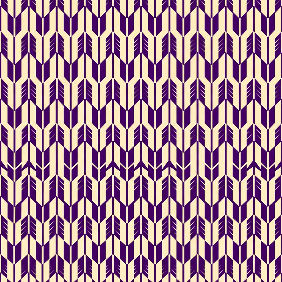 Seamless Japanese yagasuri arrow feather pattern in purple and cream