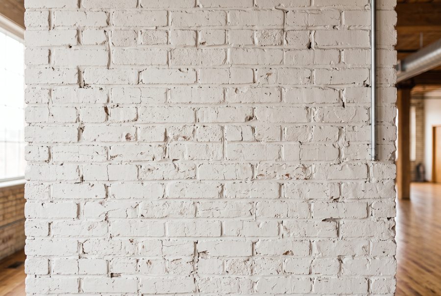 White painted brick wall texture, loft style background